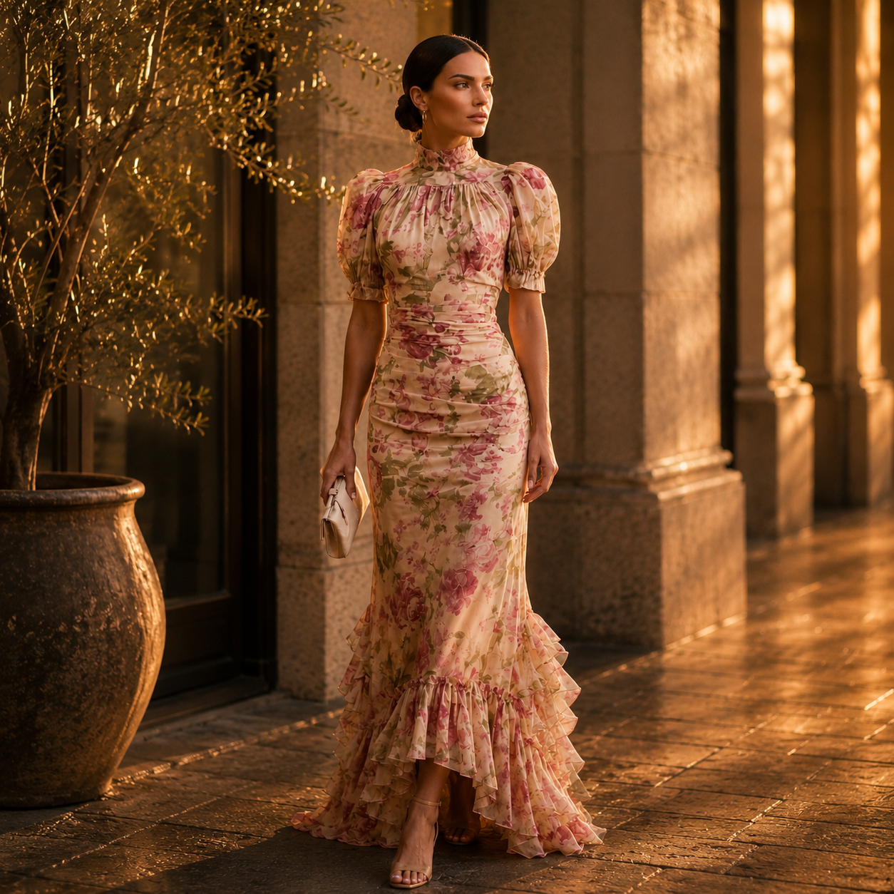 fiora maxi dress Fiora Green Floral Maxi Dress
