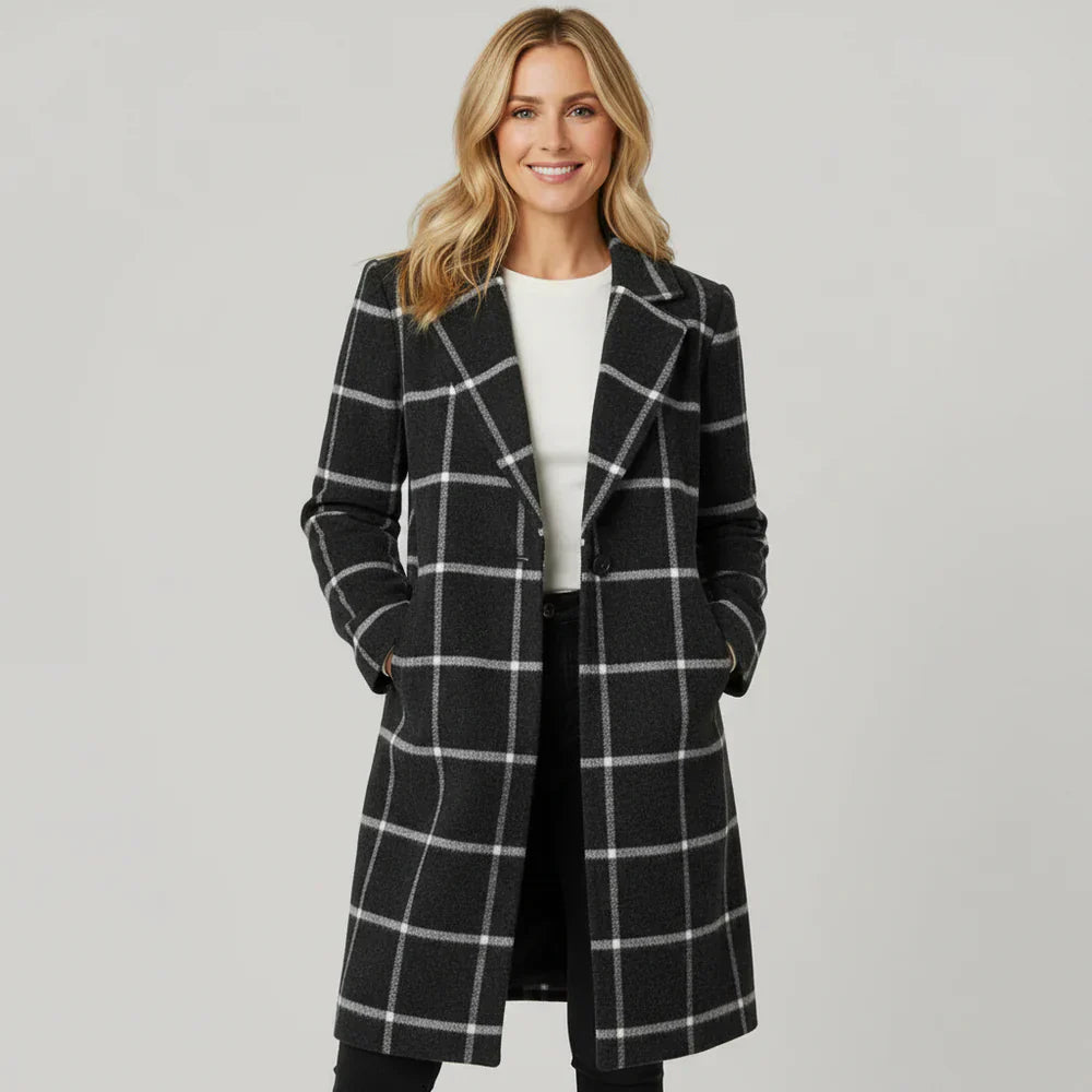 Juliette™ | Classy Wool Check Coat – Auckzy