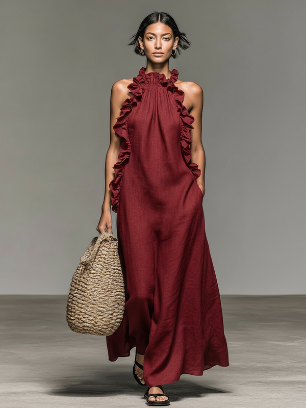 Amiria™ | Linen-blend Sleeveless Maxi Dress