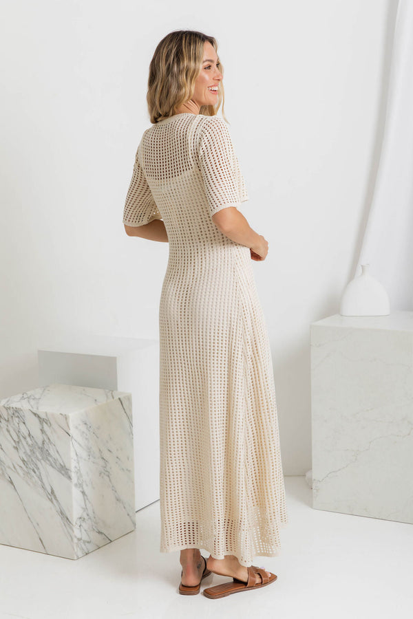 Airlie Crochet Maxi Dress - Natural