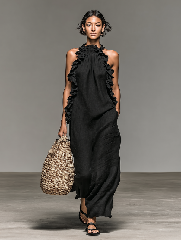 Amiria™ | Linen-blend Sleeveless Maxi Dress